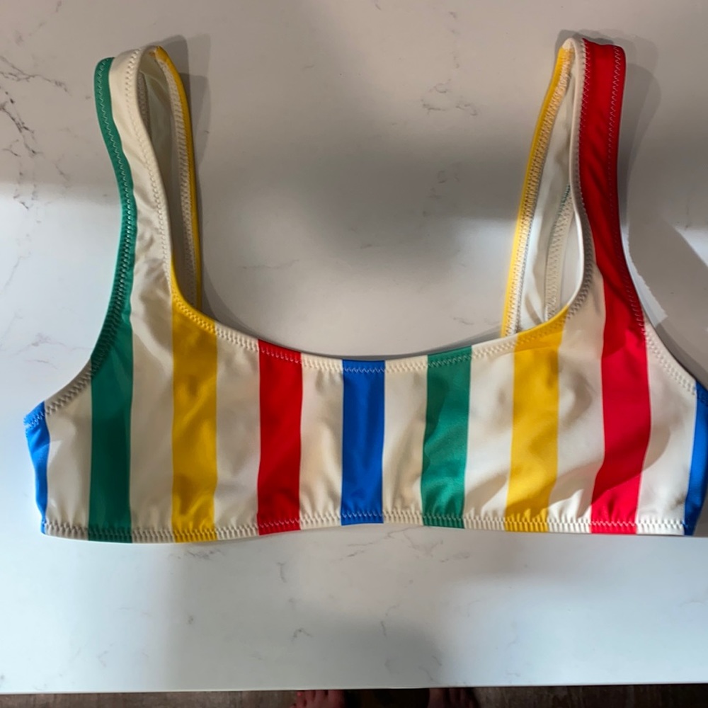 Solid and striped bikini top